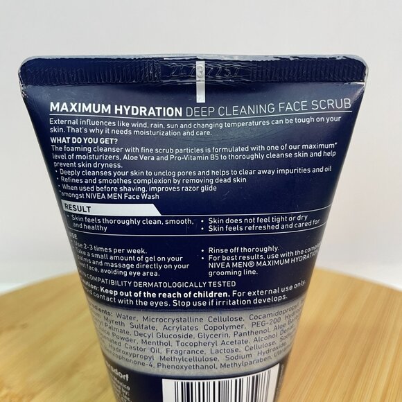 NIVEA MEN Maximum Hydration Deep Cleaning Face Scrub 4.4 oz Aloe Vera Exfoliate - Picture 4 of 5